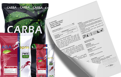 Carba Serisi - Toz Damlama & Yaprak Gübeleri - Etiket Örnekleri